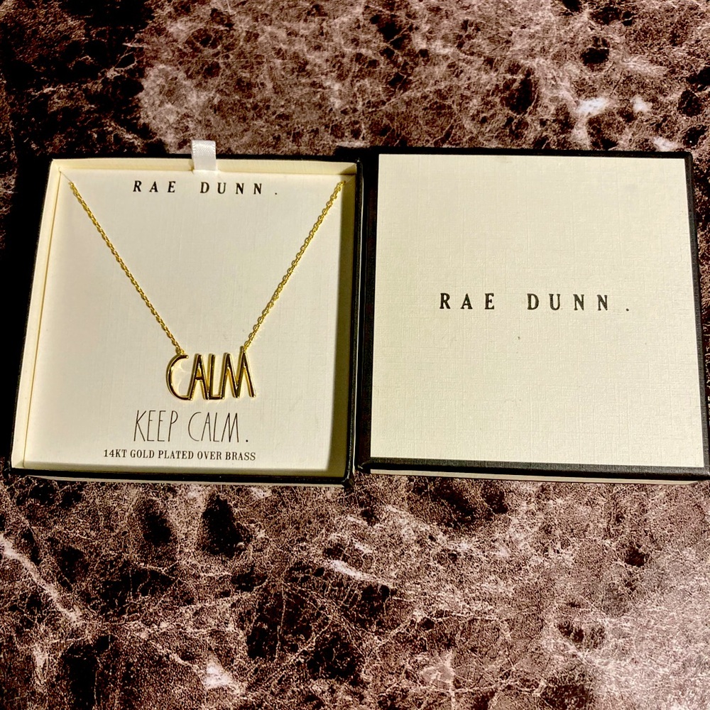 Rae Dunn 14KT gold plated over brass CALM necklace